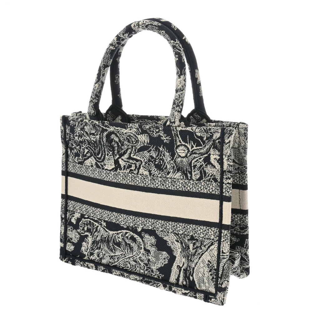 Dior Reverse White  Toile CHRISTIAN Tote Blue de Book Jouy Navy Embroidery